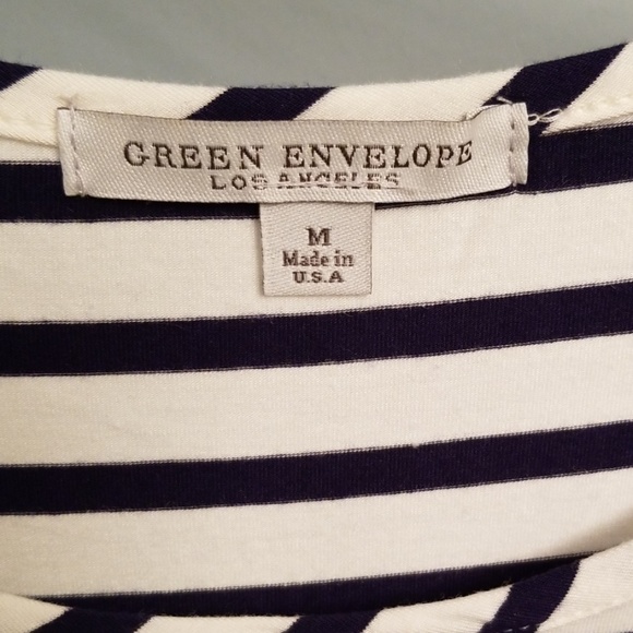 Green Envelopes Striped Short Bell Sleeve Size Med - Picture 2 of 6